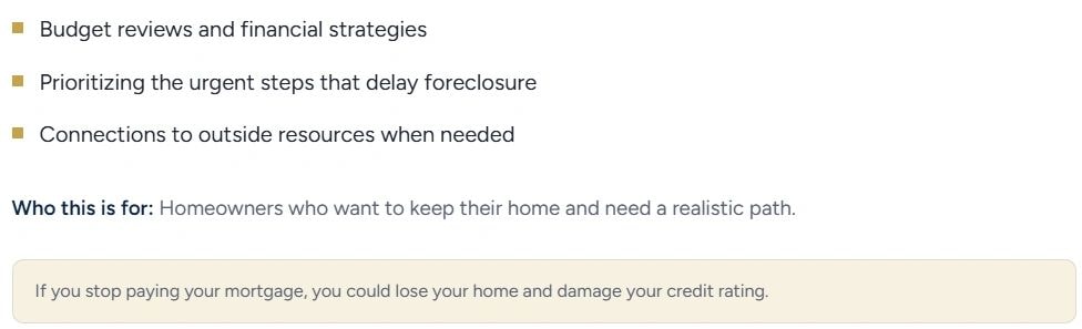 Home retention planning details